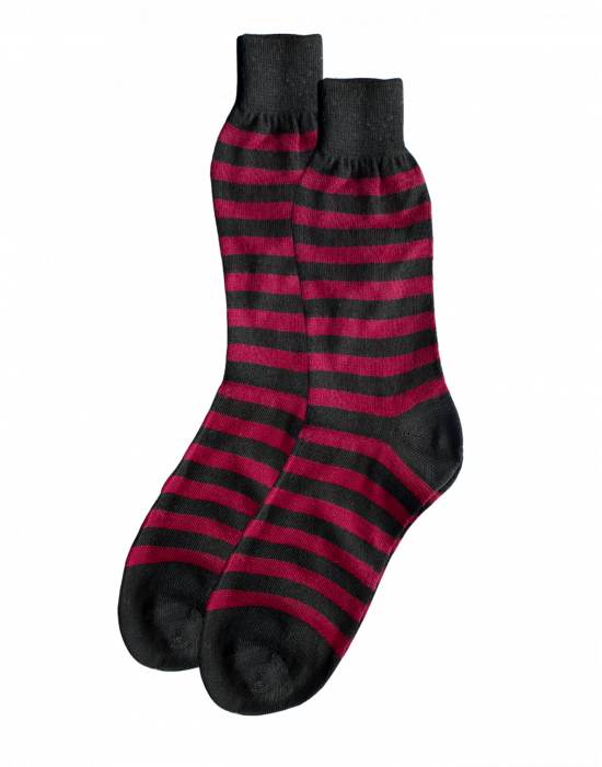 Men pure wool socks Stripe design Red